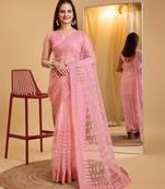 Soft Net Embroidery Saree & Banglory Silk Blouse