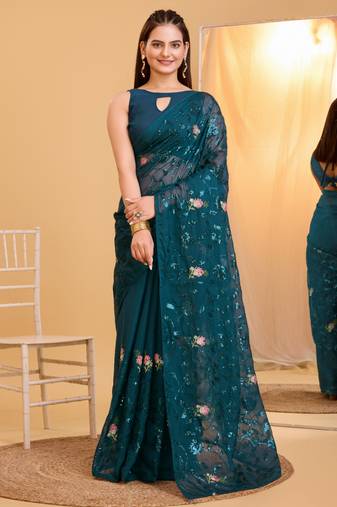 Soft Organza Embroidery Saree & Soft Organza Blouse