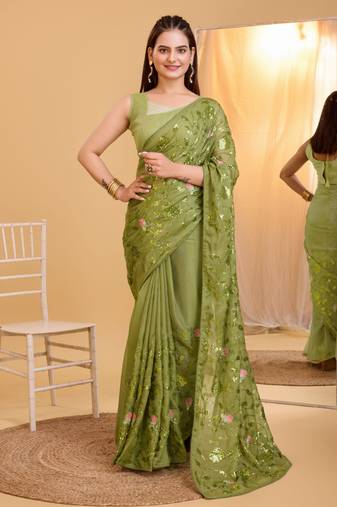 Soft Organza Embroidery Saree & Soft Organza Blouse
