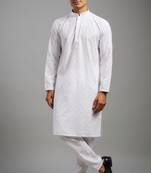 Arruga stylish white multi-tone embroidery kurta pyjama
