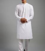 Arruga stylish white multi-tone embroidery kurta pyjama