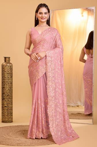 Soft Organza Embroidery Saree & Soft Organza Blouse