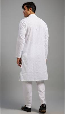 Arruga stylish white multi-tone embroidery kurta pyjama 2