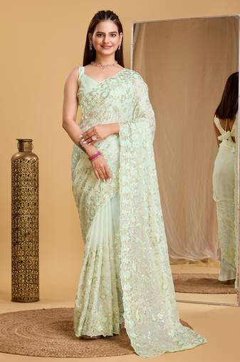 Soft Organza Embroidery Saree & Soft Organza Blouse