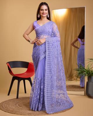 Soft Net Embroidery Saree & Soft Banglory Silk Blouse 1