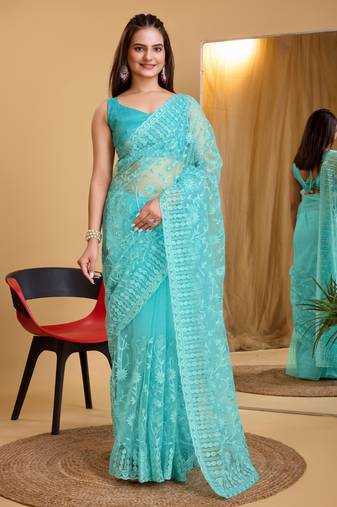 Soft Net Embroidery Saree & Soft Banglory Silk Blouse