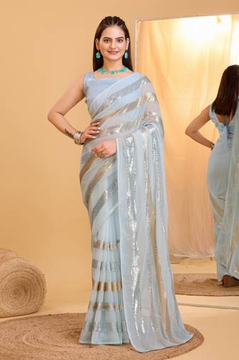 Soft Georgette Embroidery Saree & Soft Banglory Silk Blouse