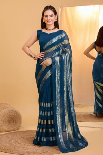 Soft Georgette Embroidery Saree & Soft Banglory Silk Blouse