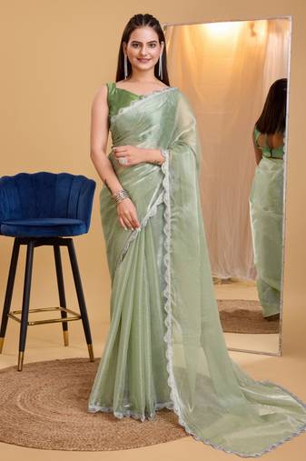 Soft Burberry Silk Embroidery Saree & Soft Banglory Silk Blouse