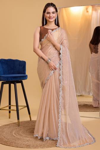 Soft Burberry Silk Embroidery Saree & Soft Banglory Silk Blouse