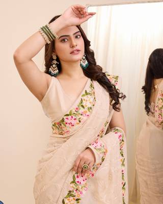 Soft Organza Embroidery Saree & Soft Organza Blouse 2
