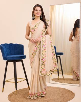 Soft Organza Embroidery Saree & Soft Organza Blouse 3