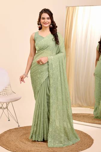 Soft Organza Embroidery Saree & Soft Organza Blouse