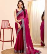 Soft Burberry Chiffon Embroidery Saree & Soft Burberry Chiffon Blous