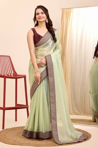 Soft Burberry Chiffon Embroidery Saree & Soft Burberry Chiffon Blous