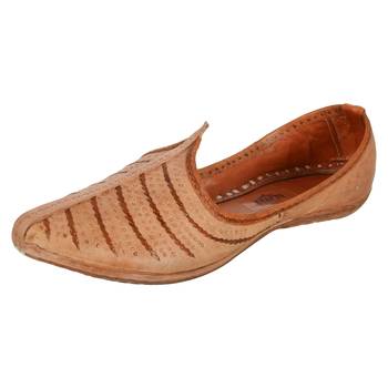 Peach brown leather men's jodhpuri mojaris 1