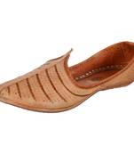 Peach brown leather men's jodhpuri mojaris
