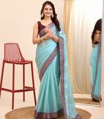 Soft Burberry Chiffon Embroidery Saree & Soft Burberry Chiffon Blous