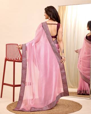 Soft Burberry Chiffon Embroidery Saree & Soft Burberry Chiffon Blous 2