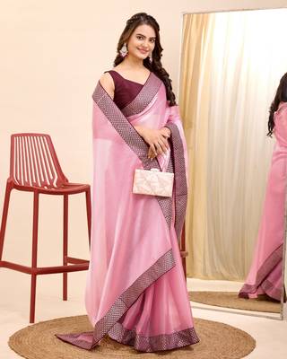 Soft Burberry Chiffon Embroidery Saree & Soft Burberry Chiffon Blous 3