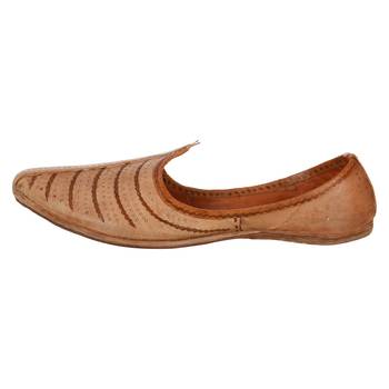 Peach brown leather men's jodhpuri mojaris 2