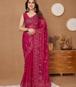 Soft Burberry Embroidery Saree & Soft Mono Banglory Blouse