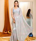 Soft Georgette Embroidery Saree & Soft Mono Banglory Blouse