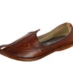 Tan imprinted leather men's jodhpuri mojaris