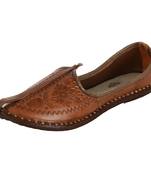 Brown imprinted leather men's jodhpuri mojaris