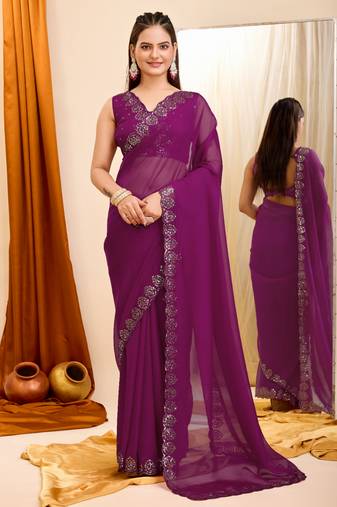 Soft Organza Embroidery Saree & Soft Organza Blouse