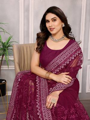 Soft Net Embroidery Saree & Soft Net Blouse 3