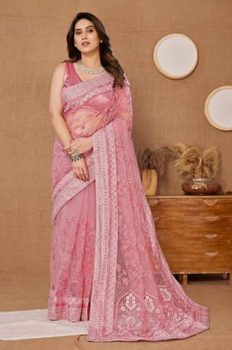 Soft Net Embroidery Saree & Soft Net Blouse
