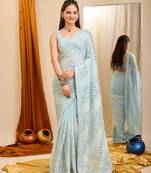 Soft Georgette Embroidery Saree & Soft Georgette Blouse