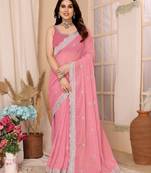 Soft Zomato Chiffon Embroidery Saree & Soft Zomato Chiffon Blouse