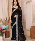 Soft Zomato Chiffon Embroidery Saree & Soft Zomato Chiffon Blouse