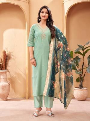  Women's Chanderi Viscose Top With Full Stitched Multi Sizes Straight Kurta  1