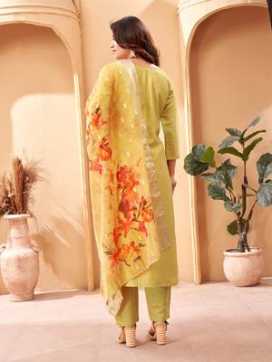  Women's Chanderi Viscose Top With Full Stitched Multi Sizes Straight Kurta  3