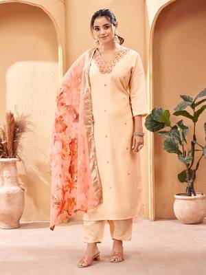  Women's Chanderi Viscose Top With Full Stitched Multi Sizes Straight Kurta  1