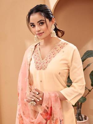  Women's Chanderi Viscose Top With Full Stitched Multi Sizes Straight Kurta  2
