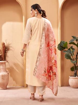  Women's Chanderi Viscose Top With Full Stitched Multi Sizes Straight Kurta  3