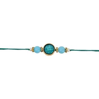 designer pearl beaded bhaiya rakhi with roli chawal & rakshabandhan greeting card for brother 3