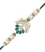 designer kundan pearl rakhi with roli chawal & rakshabandhan card for brother/bro/bhai/men 