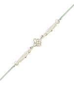 pearl beaded bhaiya rakhi with roli chawal & rakshabandhan card for brother