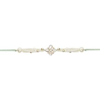 pearl beaded bhaiya rakhi with roli chawal & rakshabandhan card for brother 2