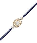 designer kundan pearl bhaiya rakhi with roli chawal & rakshabandhan card for brother/bro/bhai/men 