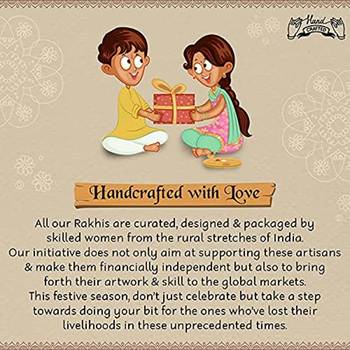 pearl beaded bhaiya rakhi with roli chawal & rakshabandhan card for brother 4