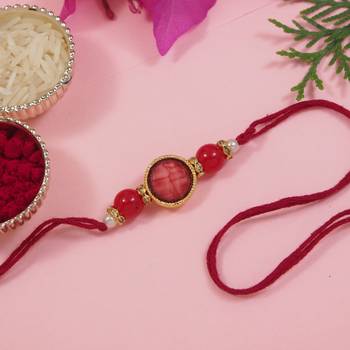 pearl beaded bhaiya rakhi with roli chawal & rakshabandhan card for brother 1