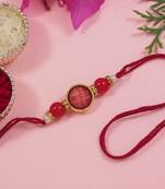 pearl beaded bhaiya rakhi with roli chawal & rakshabandhan card for brother