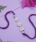 designer kundan pearl rakhi with roli chawal & rakshabandhan card for brother/bro/bhai/men 