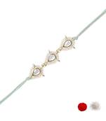 designer kundan pearl bhaiya rakhi with roli chawal & rakshabandhan card for brother/bro/bhai/men 